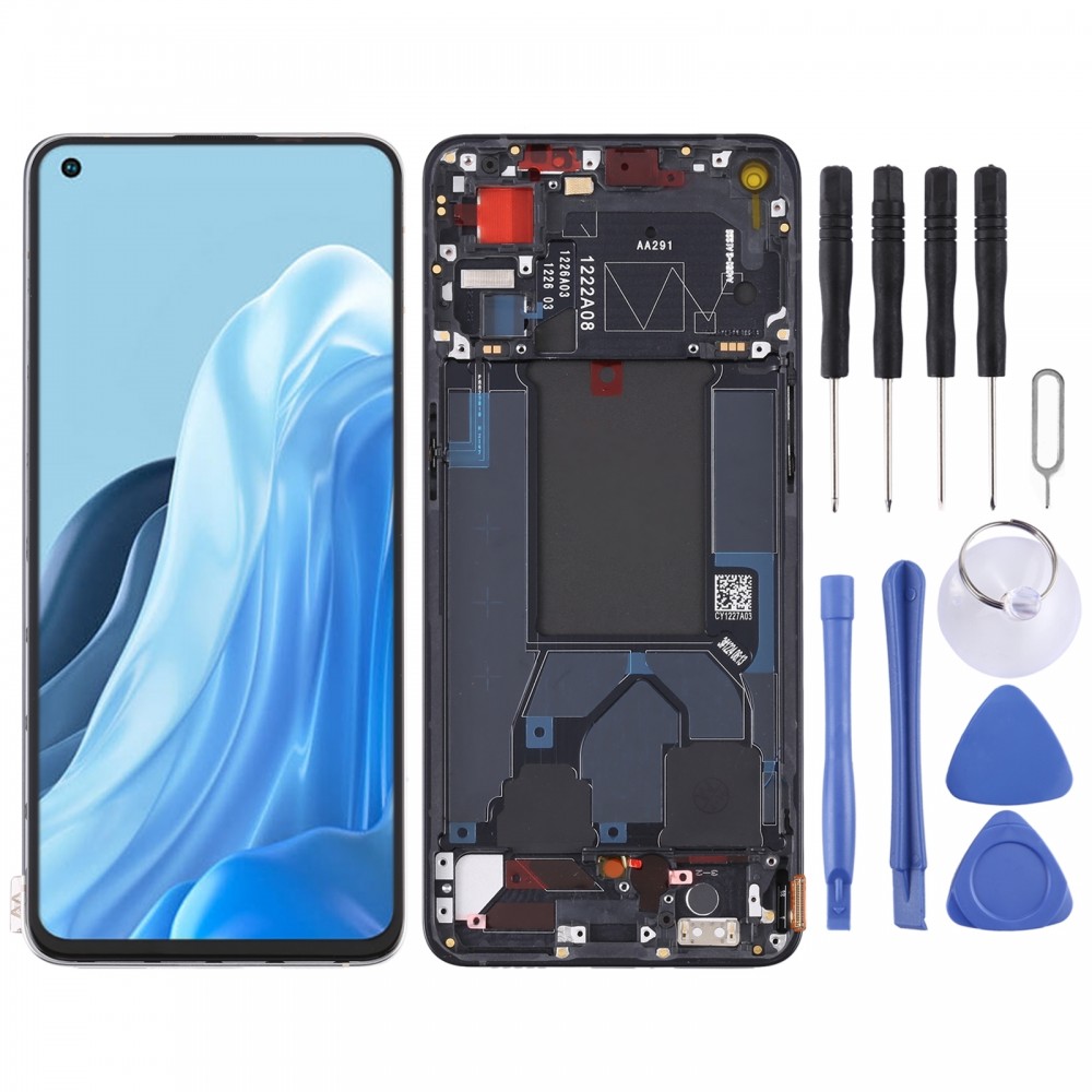 Original LCD-Bildschirm für OPPO Reno7 Pro 5G Digitizer Vollmontage mit Rahmen (schwarz)