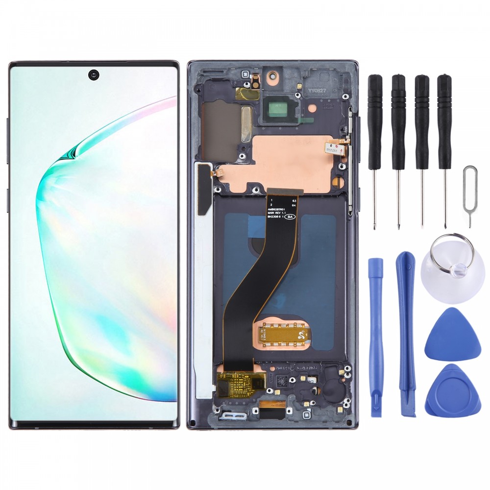 6,67palcový OLED LCD displej pro Samsung Galaxy Note10 SM-N970F Plná sestava digitizéru s rámem (černá)