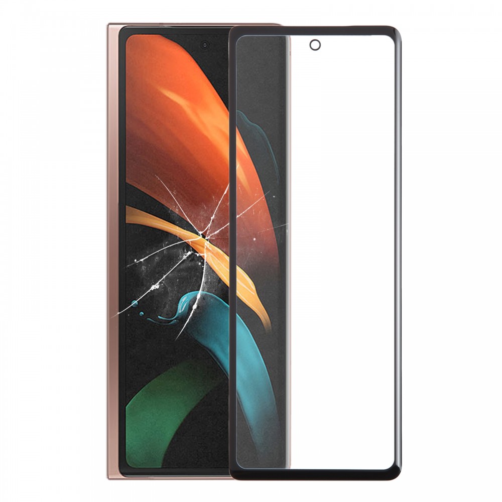Écran secondaire LCD pour Samsung Galaxy Z Fold2 SM-F916B/W21, lentille extérieure en verre avec adhésif optiquement transparent OCA