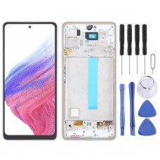 Samsung Galaxy A53 5G SM-A536-ისთვის 6.48 დიუმიანი OLED LCD ეკრანის ციფრული სრული აწყობა ჩარჩოთი (თეთრი)
