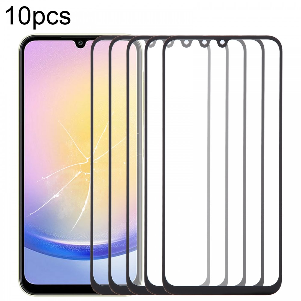 Lentille extérieure en verre pour écran avant, pour Samsung Galaxy A25 5G SM-A256B, 10 pièces, avec adhésif OCA optiquement transparent