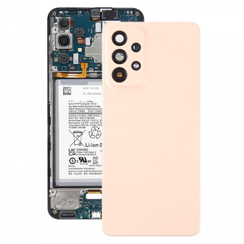 适用于三星 Galaxy A33 5G SM-A336B 原装电池后盖 带相机镜头盖 (粉色)