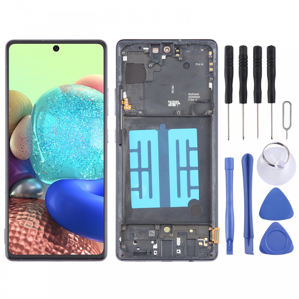 Для Samsung Galaxy A71 5G SM-A716B 6,43-дюймовий OLED РК-екран, дигітайзер, повна збірка з рамкою (чорний)
