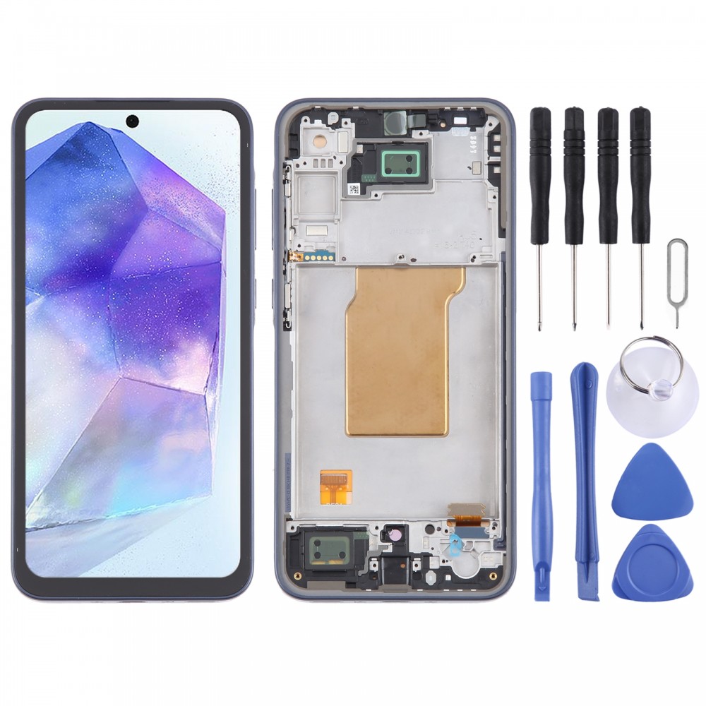 Do Samsung Galaxy A35 SM-A356B 6,43 cala OLED Digitizer ekranu LCD Pełny montaż z ramką (ciemnoniebieski)