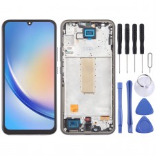 Samsung Galaxy A34 SM-A346B Incell LCD ეკრანის დიგიტიზატორის სრული აწყობა ჩარჩოთი, თითის ანაბეჭდის იდენტიფიკაციის გარეშე (შავი)