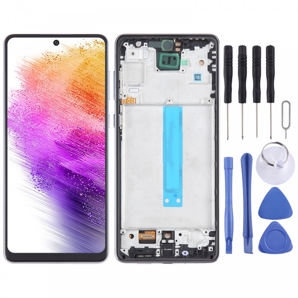 Pro Samsung Galaxy A73 SM-A736B TFT digitizér LCD obrazovky Celá sestava s rámečkem (černá)