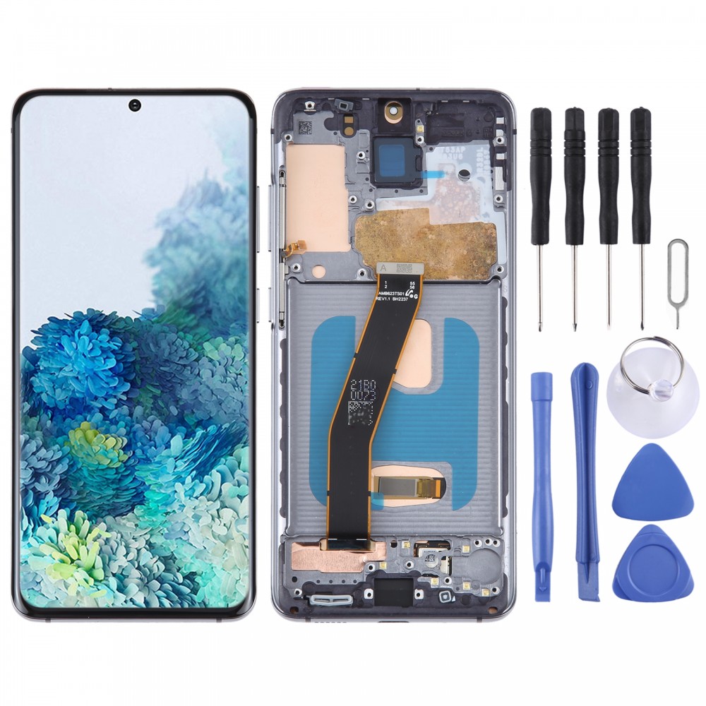 Materiał OLED Ekran LCD do Samsung Galaxy S20 SM-G980 Digitizer Pełny montaż z ramką (czarny)