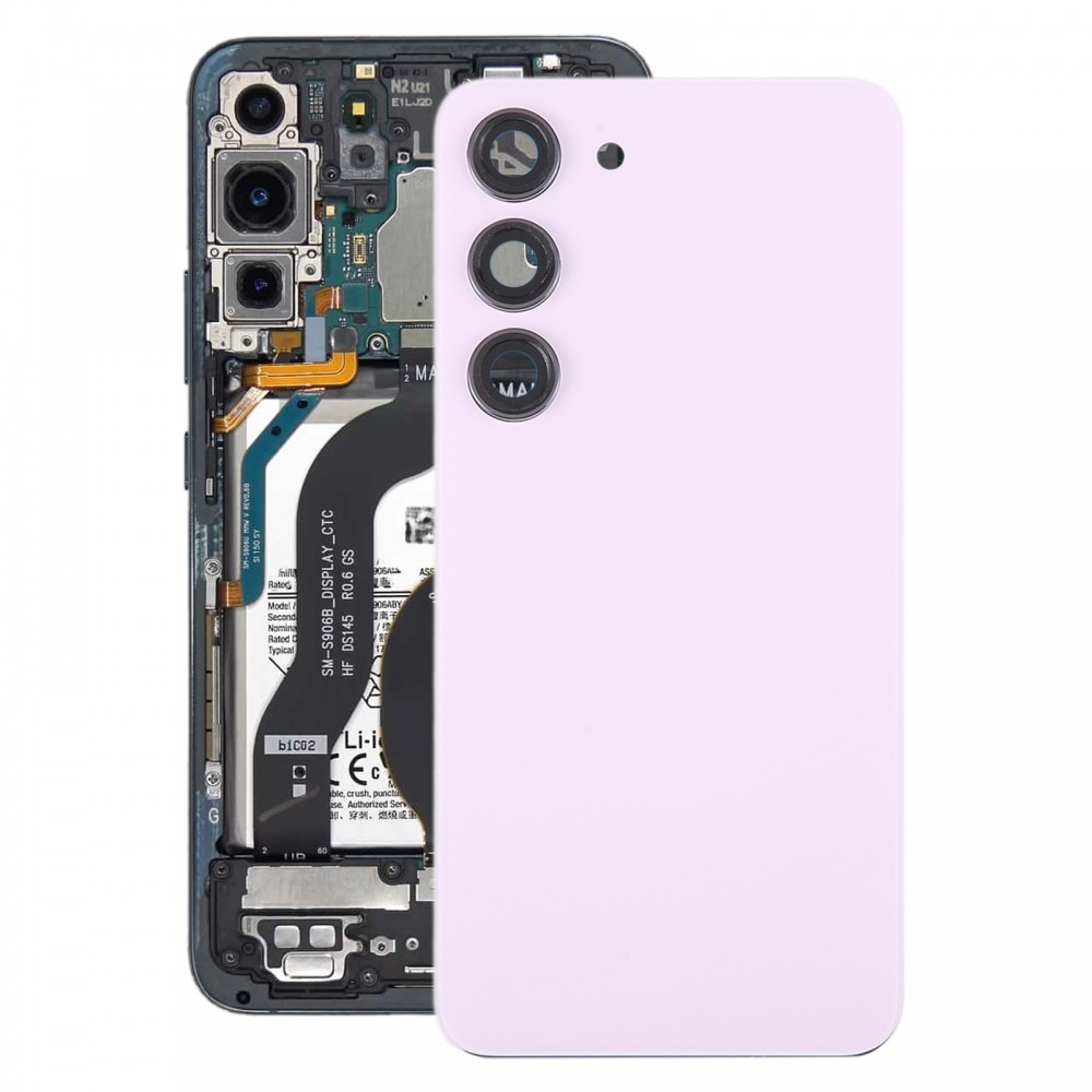 עבור Samsung Galaxy S23 SM-S911B כיסוי גב סוללת זכוכית OEM עם כיסוי עדשת מצלמה (ורוד)