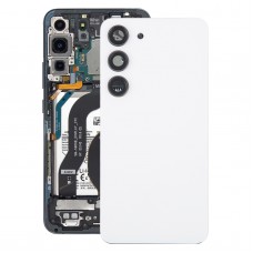 עבור Samsung Galaxy S23 SM-S911B כיסוי גב סוללת זכוכית OEM עם כיסוי עדשת מצלמה (לבן)