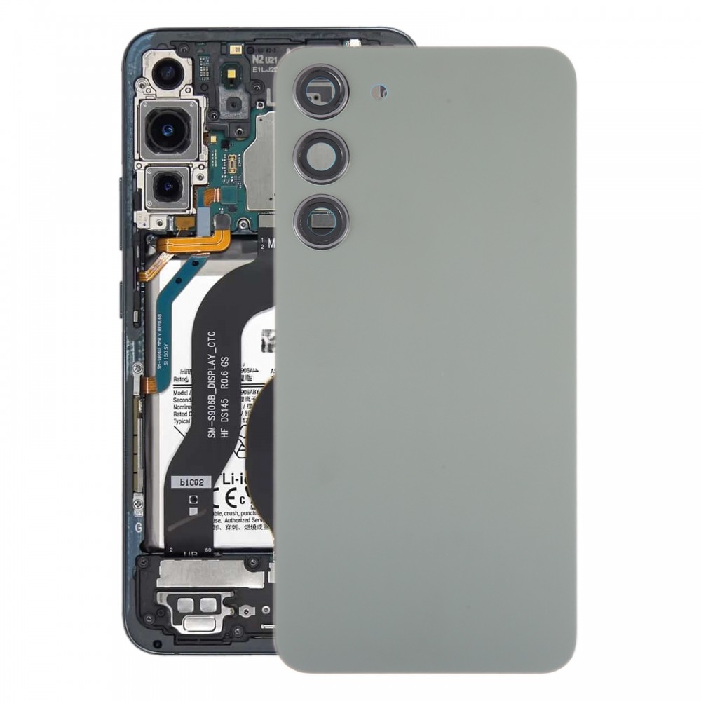 Samsung Galaxy S23+ SM-S916B OEM üveg akkumulátoros hátlaphoz fényképezőgép lencsevédővel (zöld)