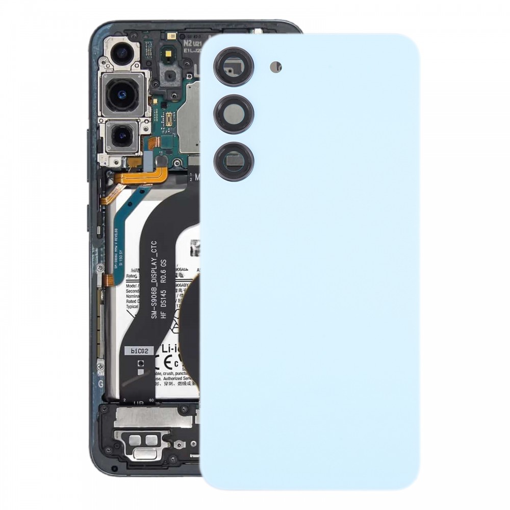 Pro Samsung Galaxy S23+ SM-S916B OEM Skleněný zadní kryt baterie s krytem objektivu fotoaparátu (modrý)