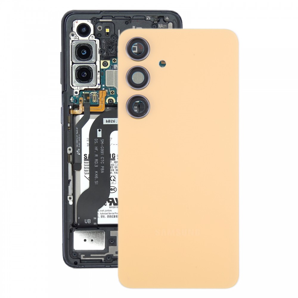 适用于三星 Galaxy S24 SM-S921B OEM 电池后盖带相机镜头盖（黄色）