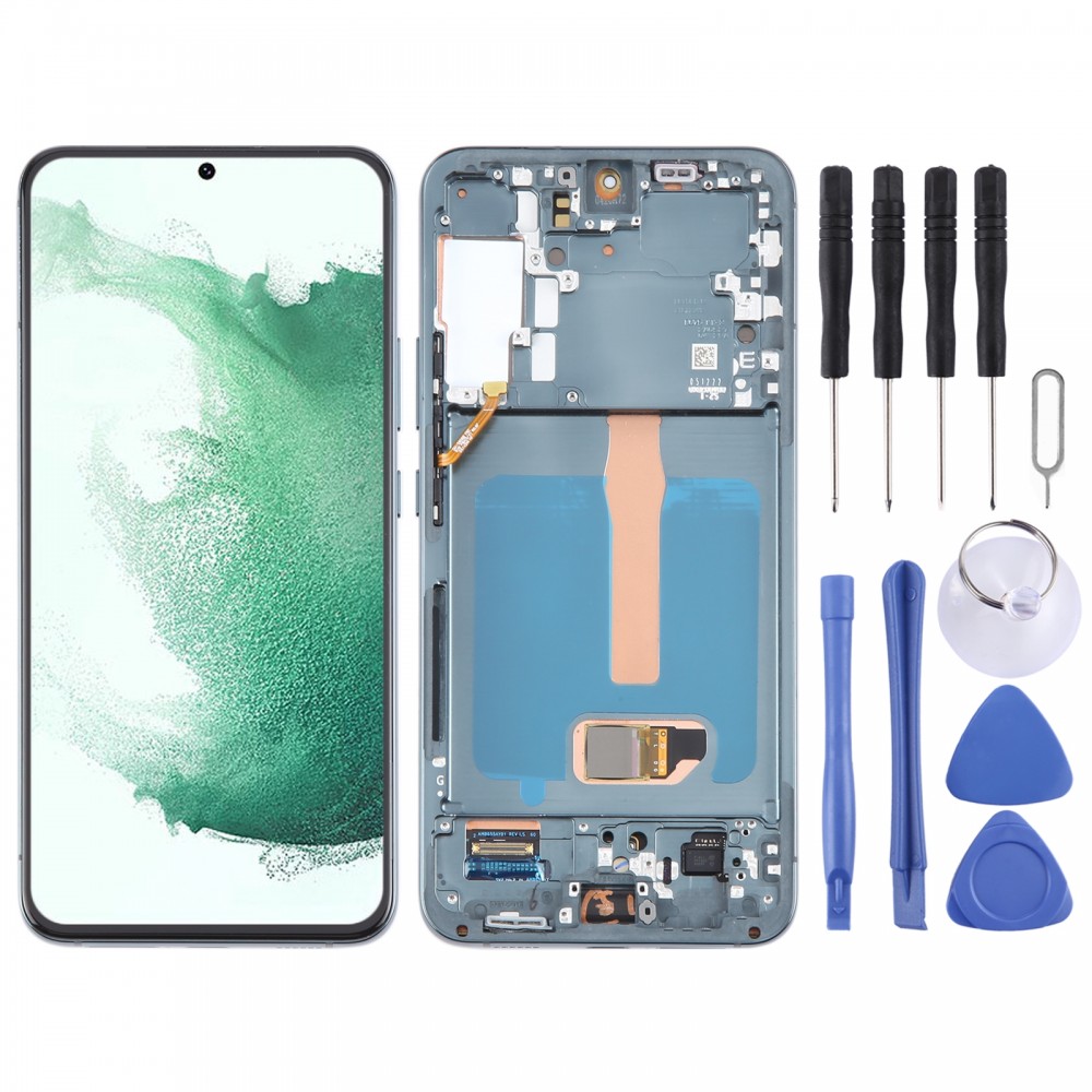 За Samsung Galaxy S22+ 5G SM-S906B Оригинален дигитайзер за LCD екран, пълен комплект с рамка (зелен)