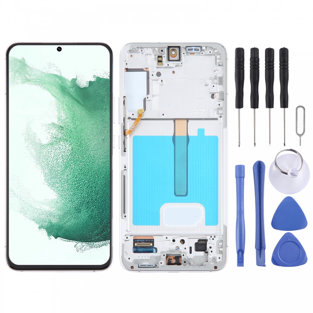 עבור Samsung Galaxy S22+ 5G SM-S906B מסך LCD דיגיטיזר מקורי מכלול מלא עם מסגרת (לבן)