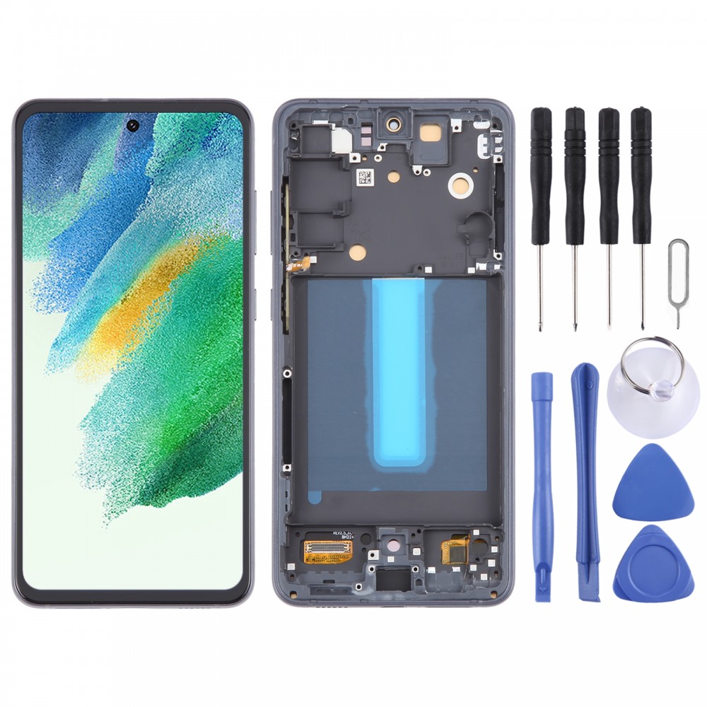 Pro Samsung Galaxy S21 FE 5G SM-G990B 6,36palcová verze EU OLED digitalizátor LCD obrazovky Kompletní sestava s rámem (černá)