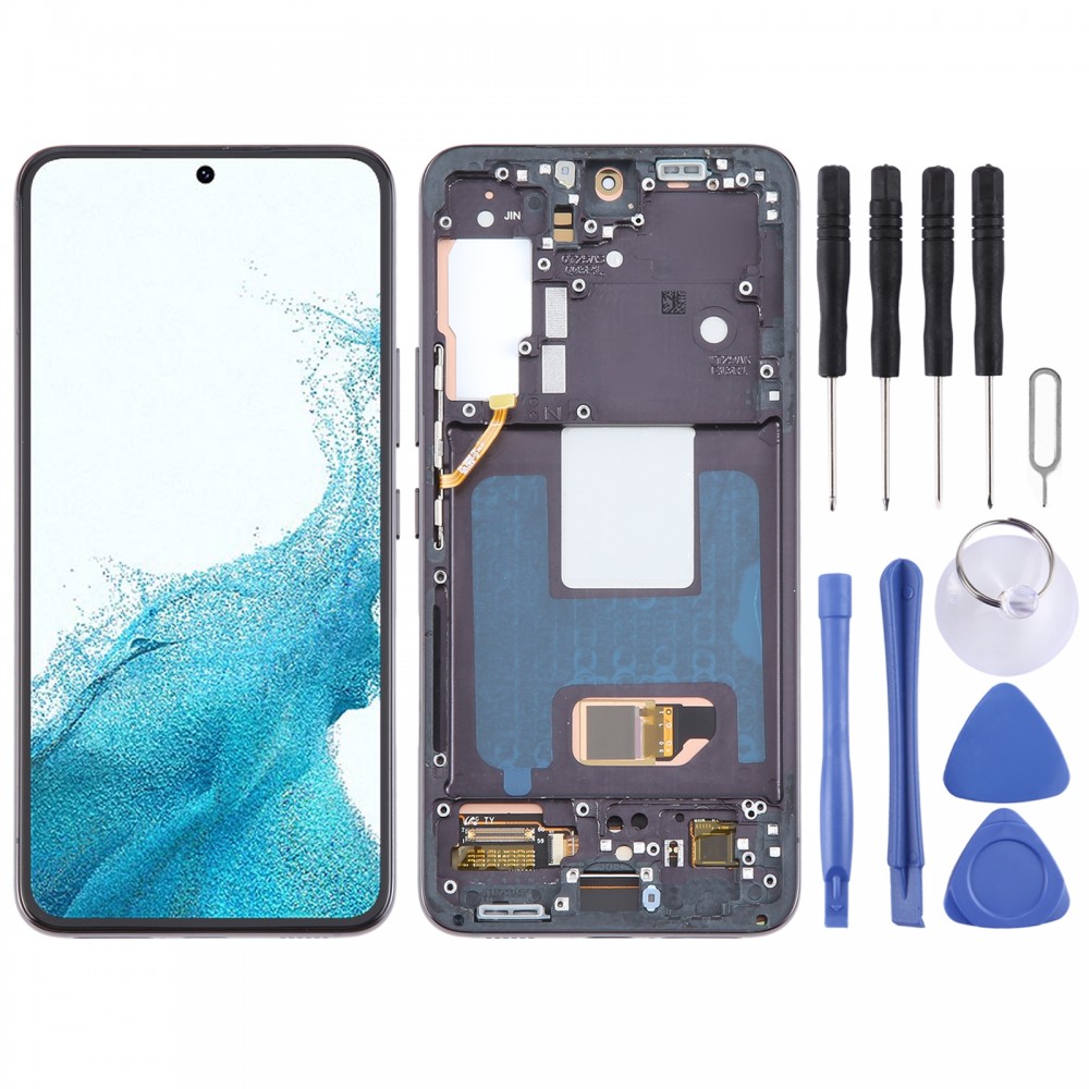Para Samsung Galaxy S22 5G SM-S901B Versión de EE. UU. Pantalla LCD OLED Digitalizador Asamblea completa con marco (Negro)