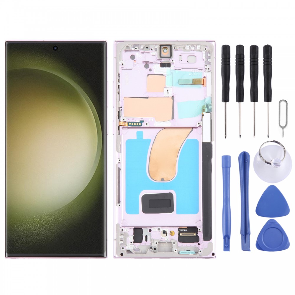 Do Samsung Galaxy S23 Ultra 5G SM-S918B edycja eu 6,78 cala OLED ekran LCD Digitizer pełny montaż z ramką (fioletowy)
