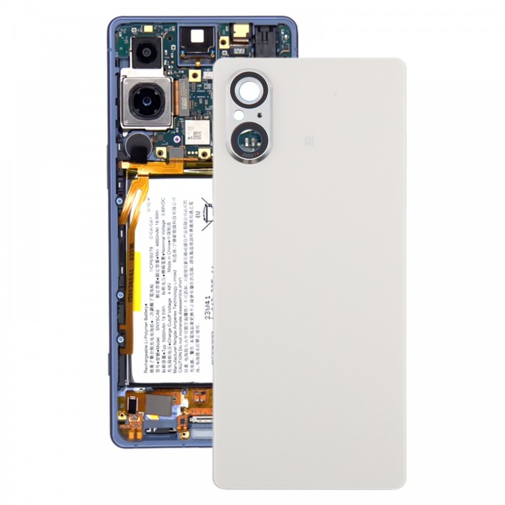 Para Sony Xperia 5 V Tapa trasera de batería con tapa de lente de cámara (Plata)