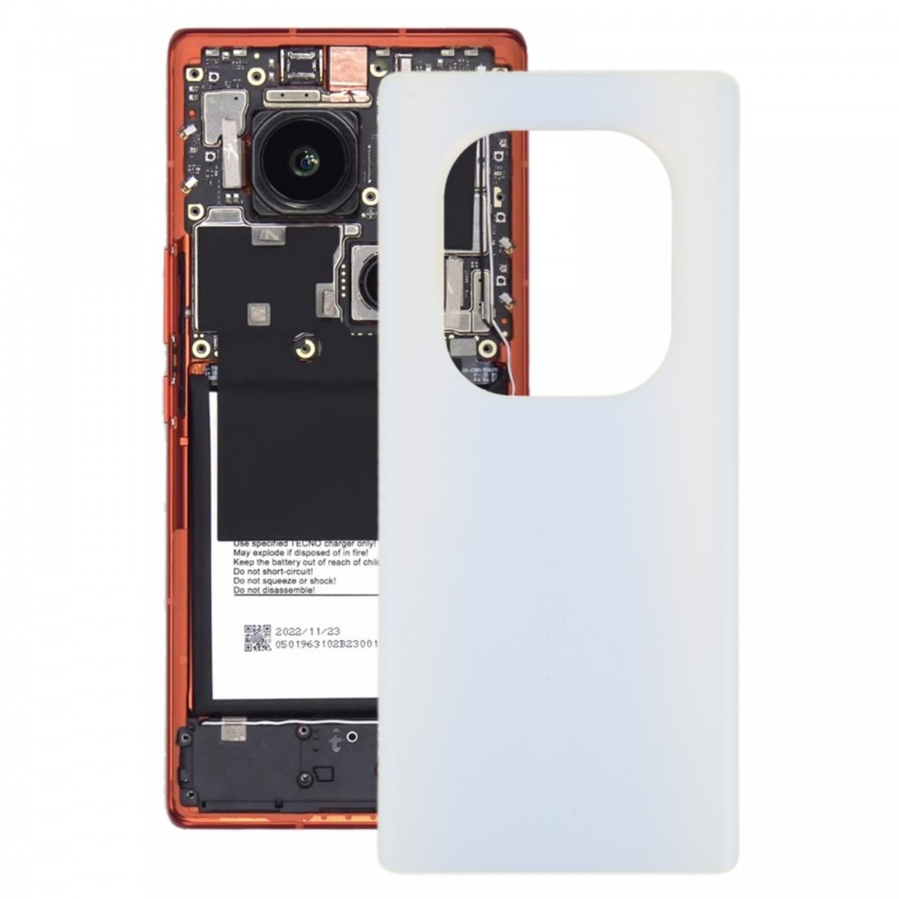 Do oryginalnej tylnej pokrywy baterii Tecno Phantom X2 AD8 (biała)