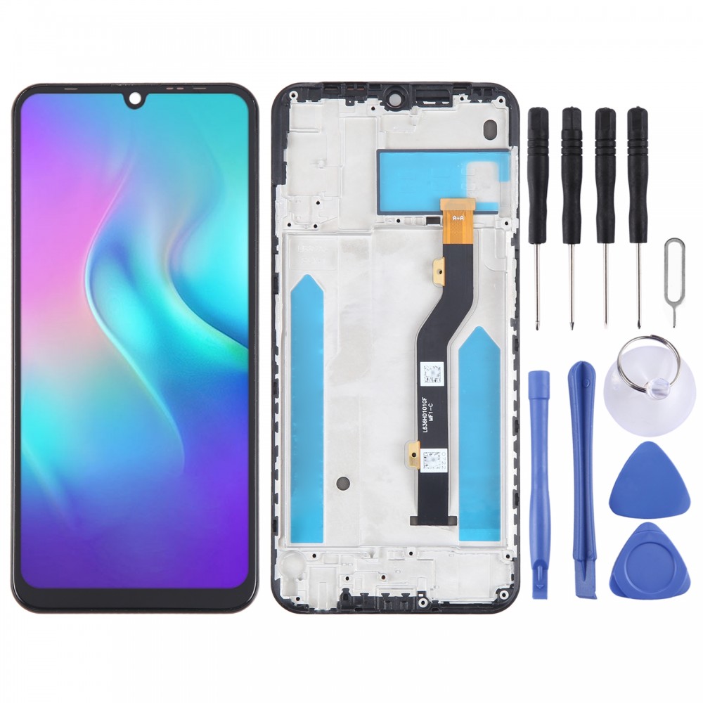 OLED LCD ეკრანი Tecno Phantom 9 AB7 Digitizer სრული ასამბლეის ჩარჩოთი