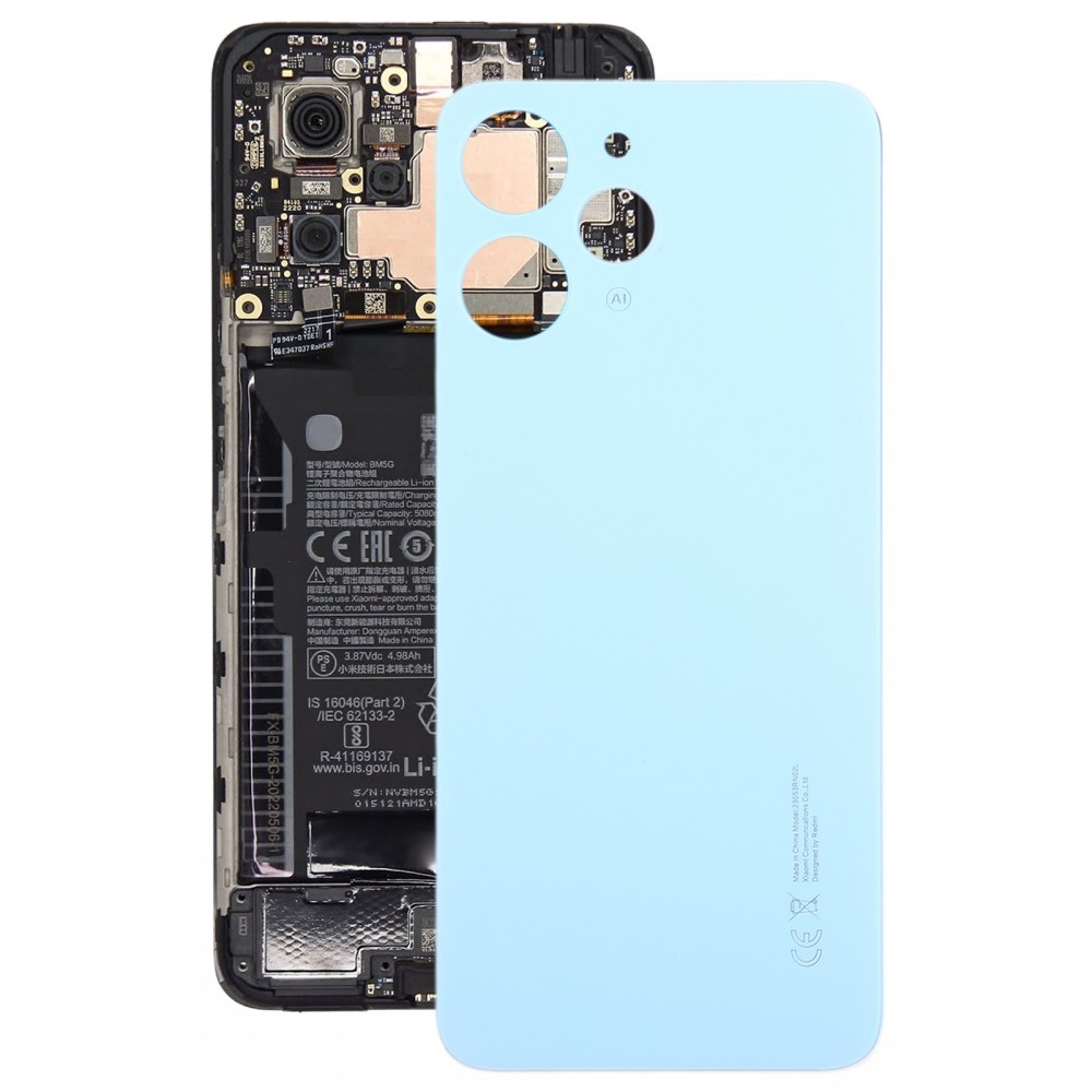 Para Xiaomi Redmi 12 4G Cubierta trasera de batería de material de vidrio OEM (azul)