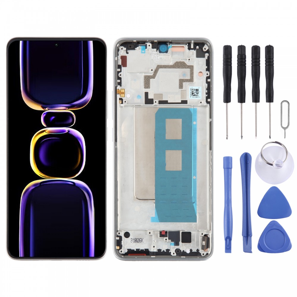 Dla Xiaomi Redmi K60 Pro Oryginalny materiał OLED Digitizer ekranu LCD Pełny montaż z ramką (srebrny)