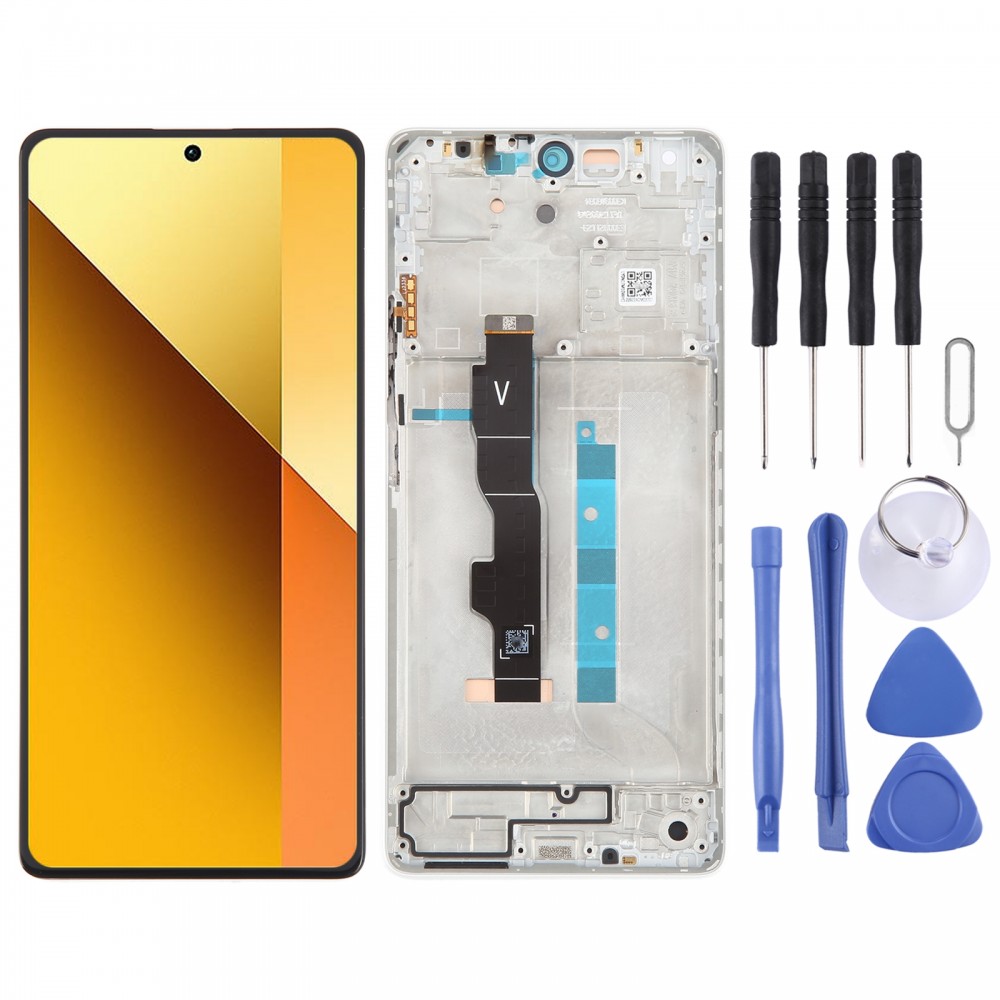 Pour Xiaomi Redmi Note 13 5G Matériau AMOLED d'origine Écran LCD Numériseur Assemblage complet avec cadre (Blanc)