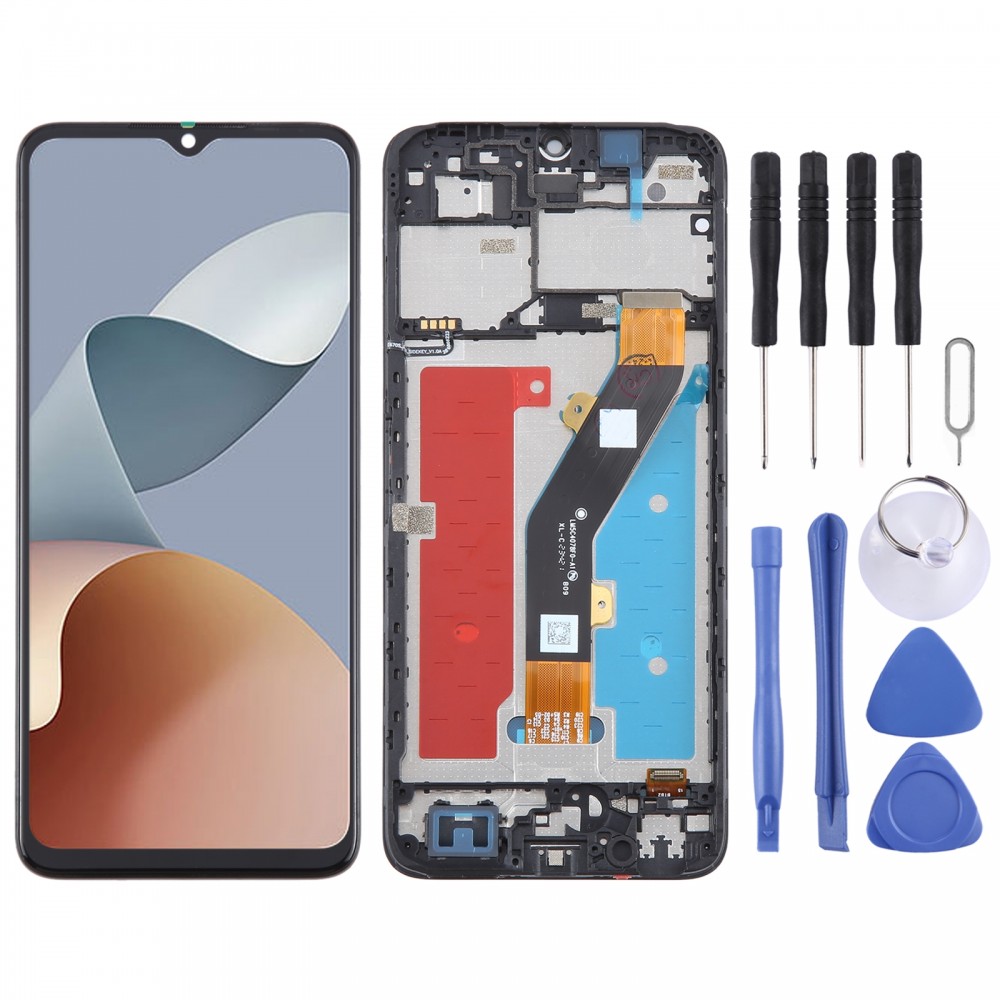 ZTE Blade A54 LCD スクリーンデジタイザ用フレーム付きフルアセンブリ (ブラック)