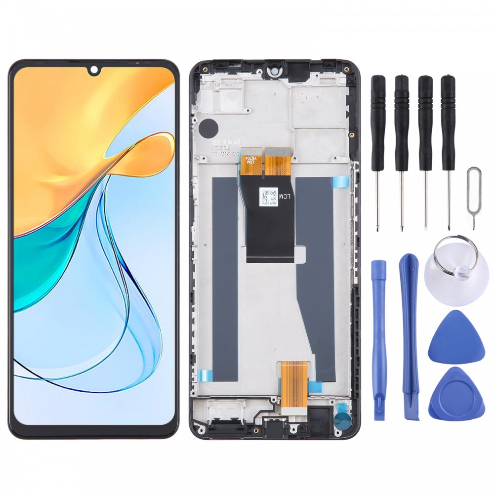 ZTE Blade V50 Vita 8550 LCD képernyős digitalizálóhoz, teljes összeszerelés kerettel (fekete)