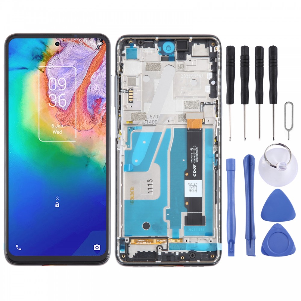 Для TCL 20 5G OEM РК-дисплей, повна збірка з рамкою (чорний)