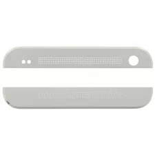 Frontal superior de la tapa + Bajo fondo de vidrio cubierta de la lente y Adhesivo para HTC One / M7 (blanco)
