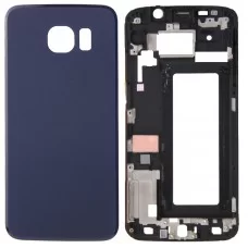Plein couvercle du boîtier (logement avant Frame LCD Bezel Plate + Batterie couverture arrière) pour Galaxy S6 bord / G925 (Bleu)