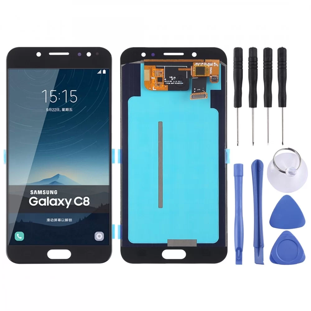 ЖК-экран и дигитайзер Полное собрание (OLED материал) для Galaxy С8, C710F / DS, C7100 (черный)