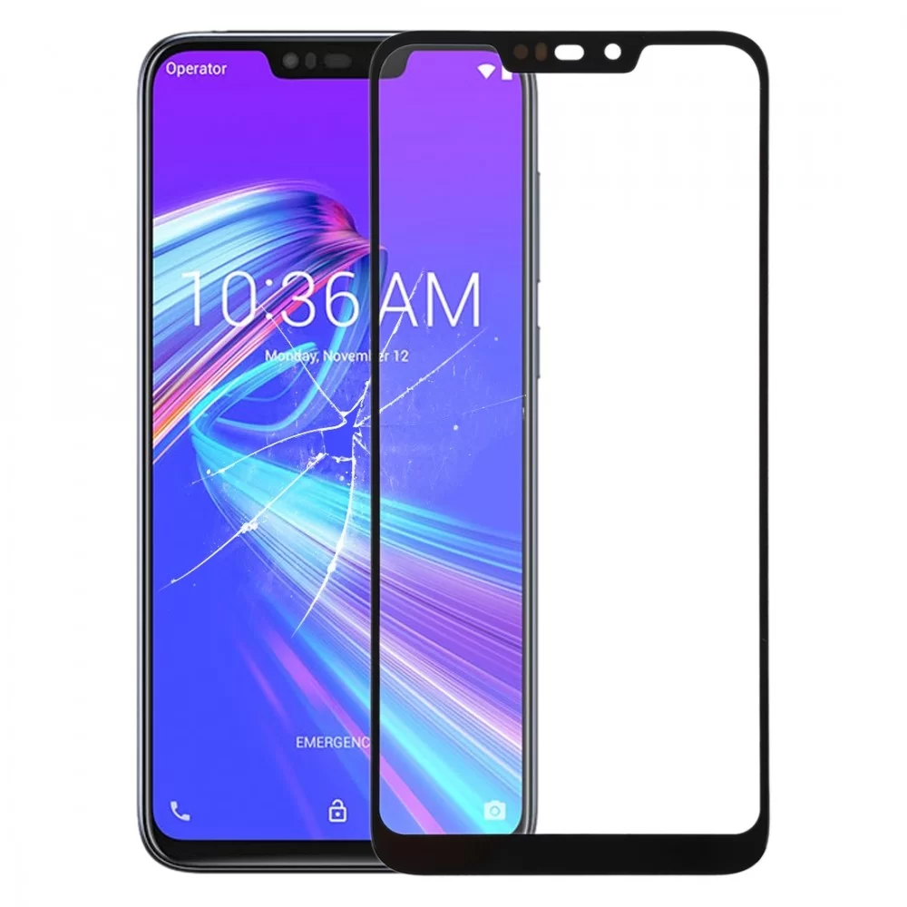 Передній екран Outer скло об'єктива для Asus Zenfone Max (M2) ZB633KL / ZB632KL X01AD (чорний)